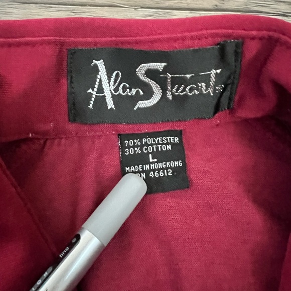 Vintage Alan Stuart Men’s Burgundy Button Down Disco Western Shirt Large - Picture 6 of 10
